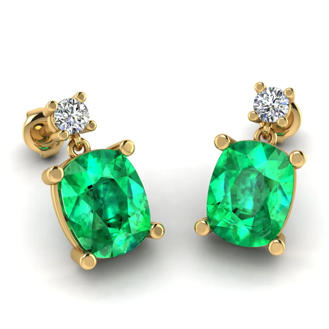 Cushion Shape Emerald Lab Grown Diamond Drop Earrings EDCCE