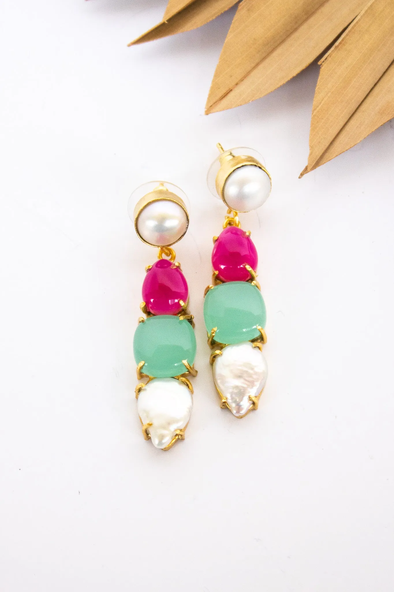 Dasha Pearl & Topaz Stack Earring