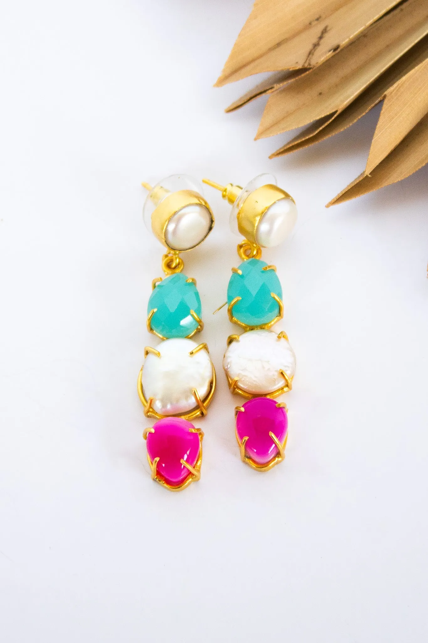 Dasha Pearl & Topaz Stack Earring