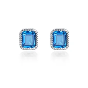 December Birthstone Solitaire Stud Earrings