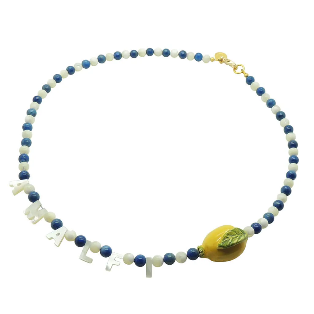 Destination: Amalfi Mother of Pearl Shell Gemstone Bead Necklace