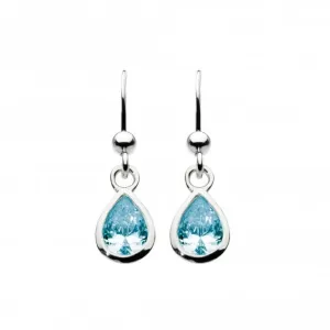 Dew Sterling Silver Blue Topaz Tear Stone Drop Earrings 5031BT