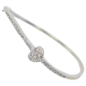 DIAMOND 18 Karat White Gold Heart Bangle Bracelet