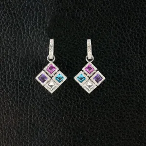 Diamond & Semi-precious Gemstone Dangle Earrings