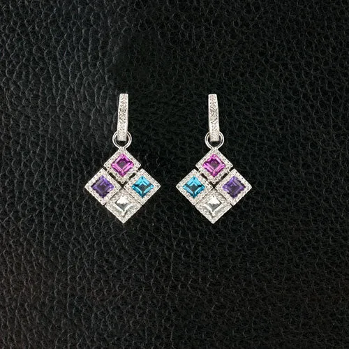 Diamond & Semi-precious Gemstone Dangle Earrings