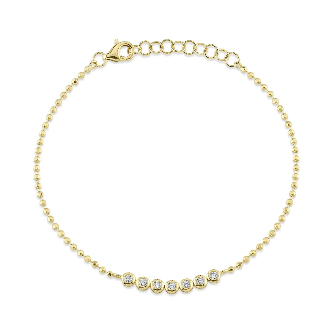 Diamond Bezel Ball Chain Bracelet