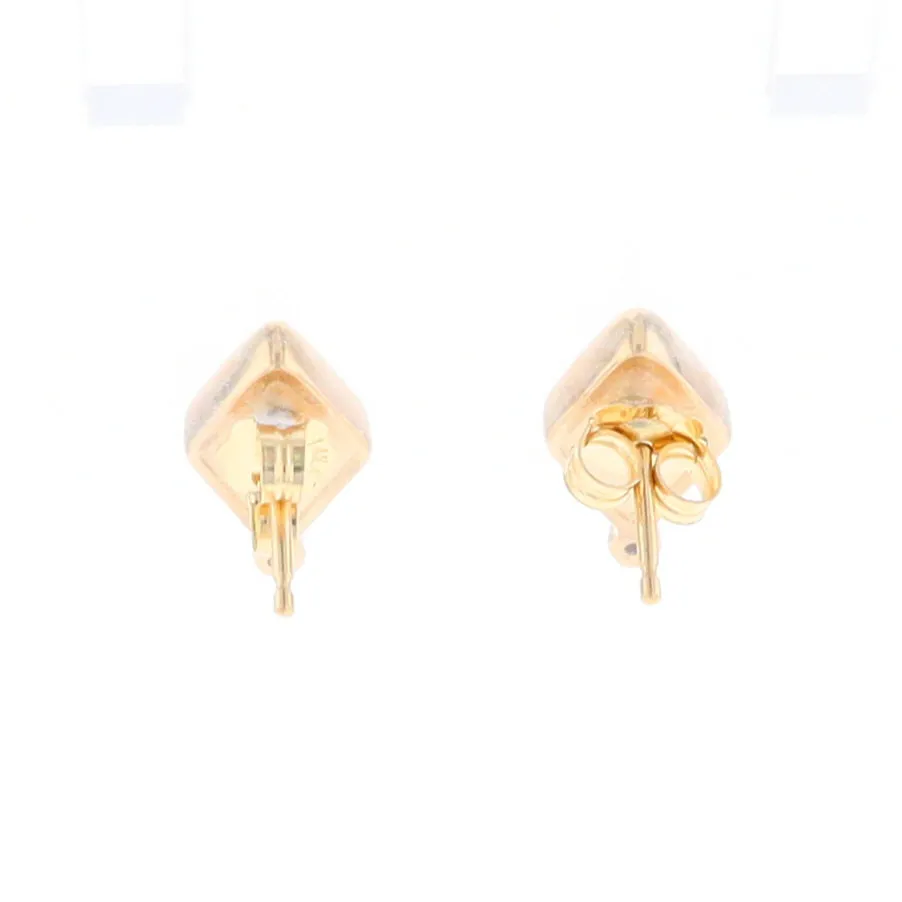 Diamond-Shaped Gold Quartz Inlaid Earrings - G2