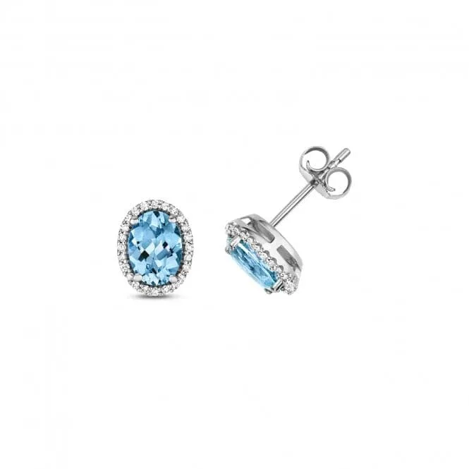 Diamond Swiss Blue Topaz Stud Earrings ED272WBT