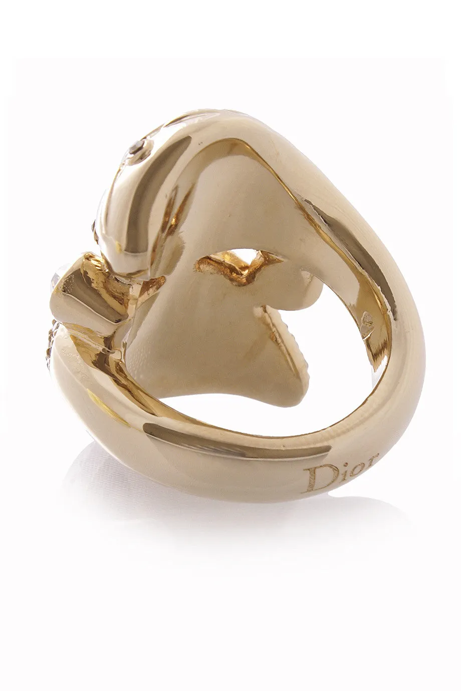 DIOR CRYPT Gold Serpent Crystal Cocktail Ring