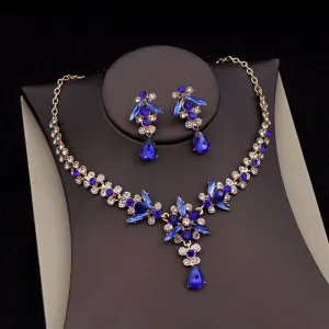 Dramatic Crystal Jewelry Necklace Earrings Sets