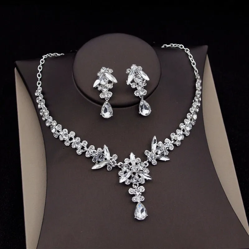 Dramatic Crystal Jewelry Necklace Earrings Sets