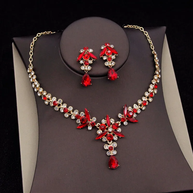 Dramatic Crystal Jewelry Necklace Earrings Sets