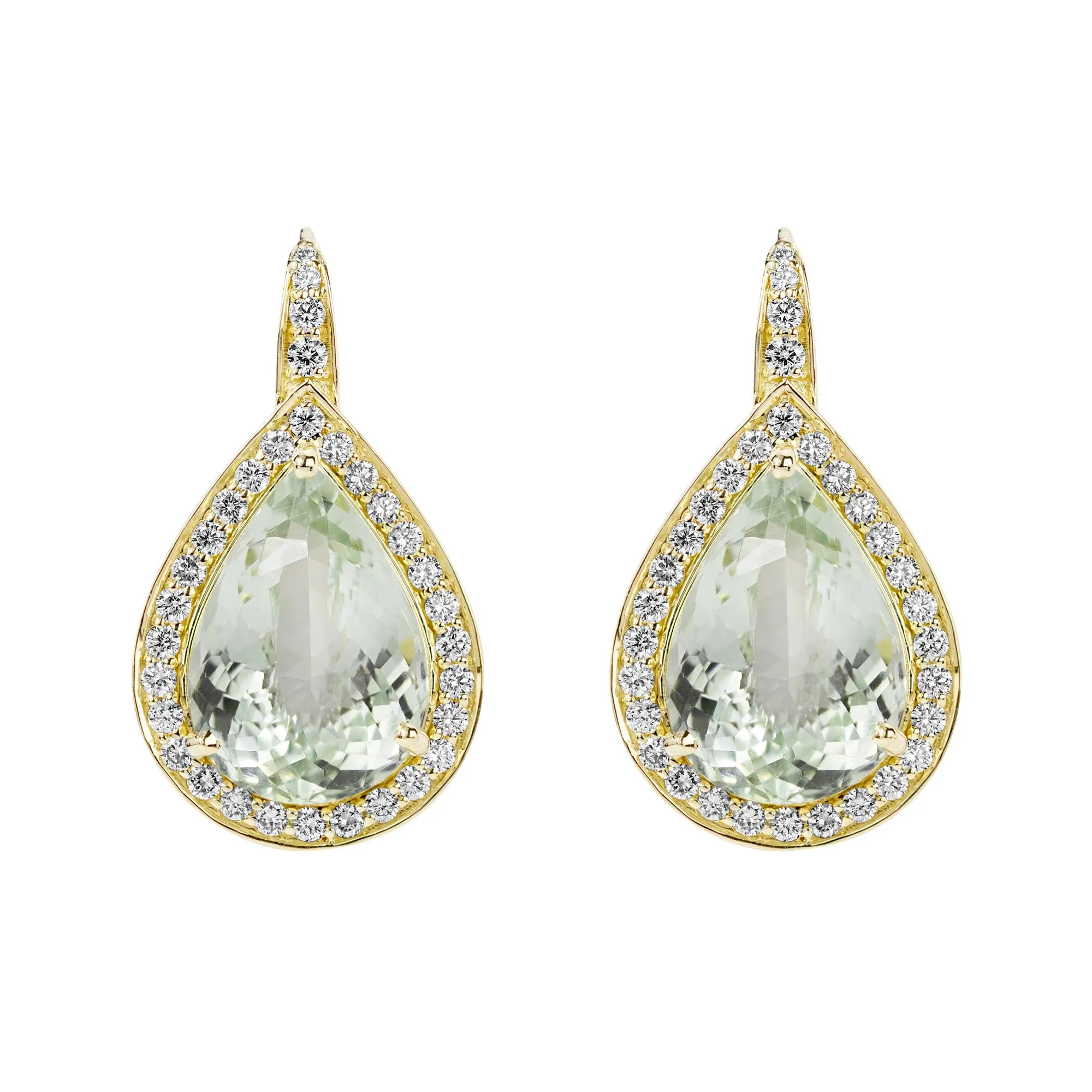 Earrings - Green Quartz And Diamond (2357E)