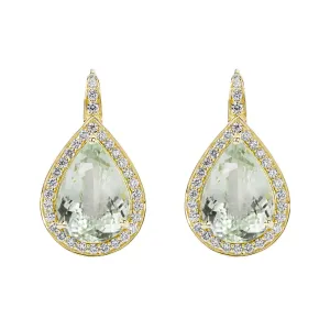 Earrings - Green Quartz And Diamond (2357E)