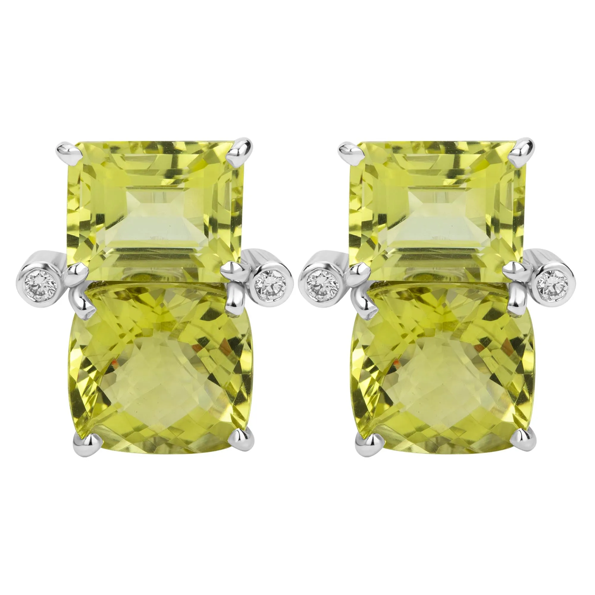 Earrings - Lemon Quartz And Diamond