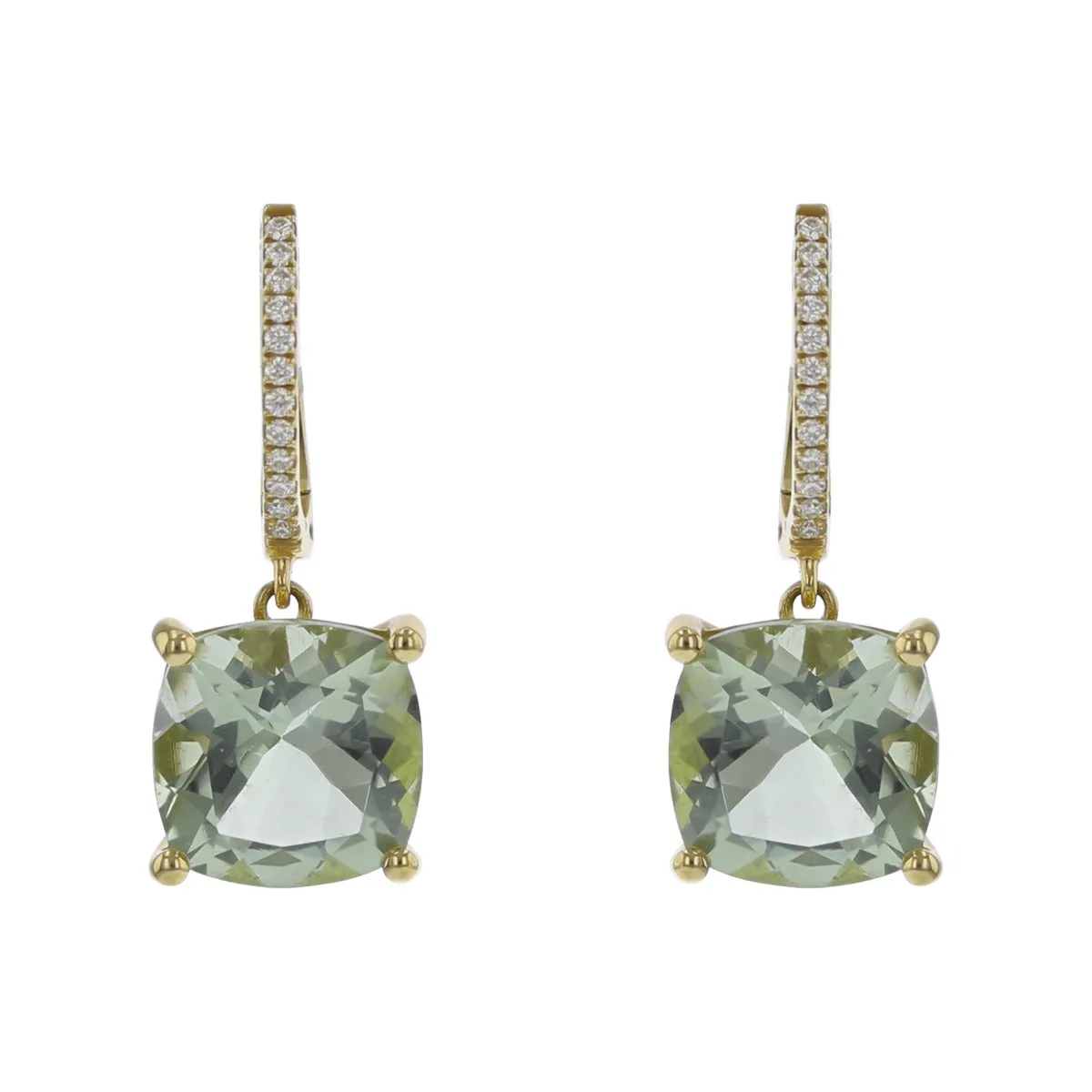 Earrings with Green Quartz and Diamonds