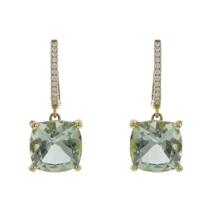 Earrings with Green Quartz and Diamonds