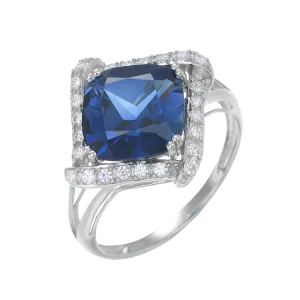 Elegantly Framed Blue Sapphire Ring