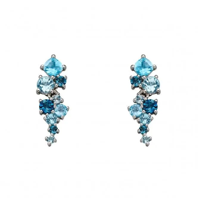 Elements Gold White Gold Blue Topaz Irregular Earrings GE2225T