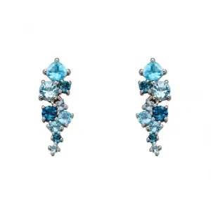 Elements Gold White Gold Blue Topaz Irregular Earrings GE2225T