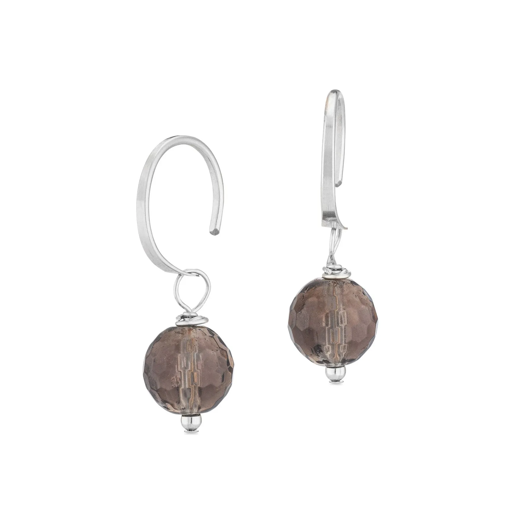 ella huggie hoops with smoky quartz