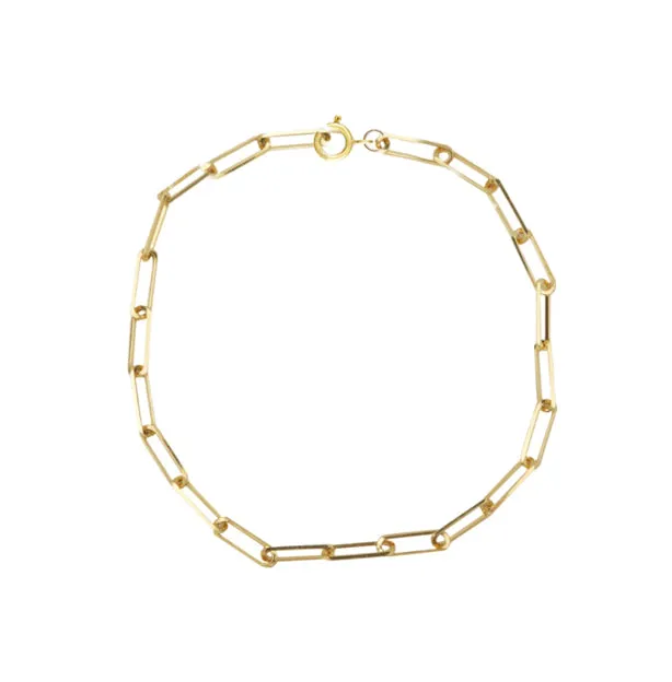 Elle Paperclip Sterling Silver or Gold Plated Bracelet | Anklet