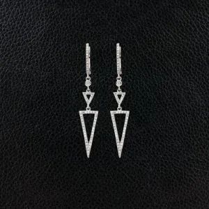 Elongated Triangle Diamond Dangle Earrings