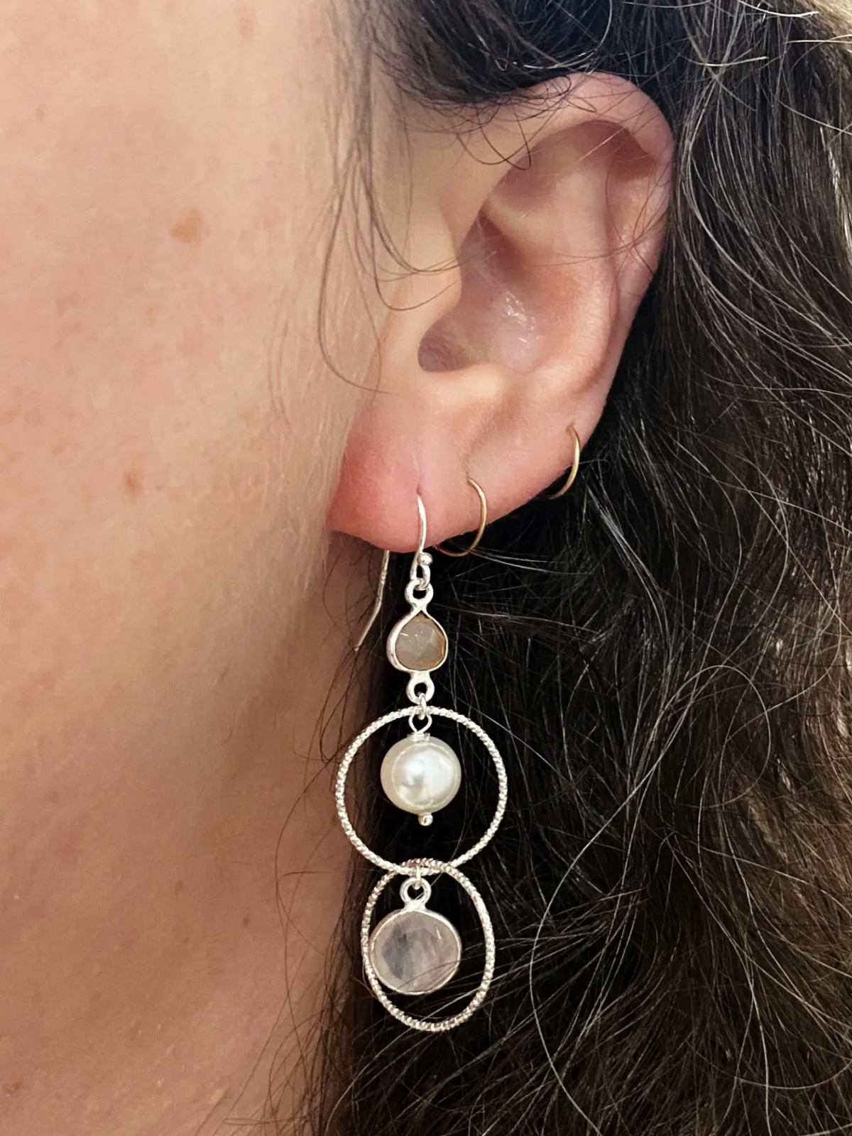 Embrace Pearl & Rose Quartz Statement Earrings by Anne Vaughan