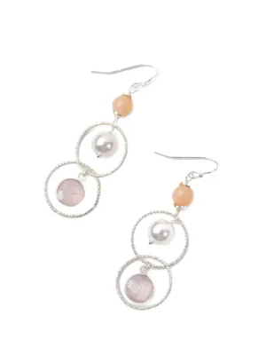 Embrace Pearl & Rose Quartz Statement Earrings by Anne Vaughan