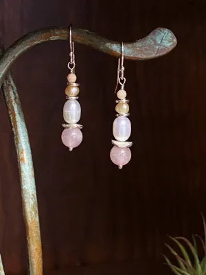 Embrace Rose Quartz & Pearl Dangles by Anne Vaughan