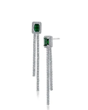 Emerald and Pave Drop Earrings