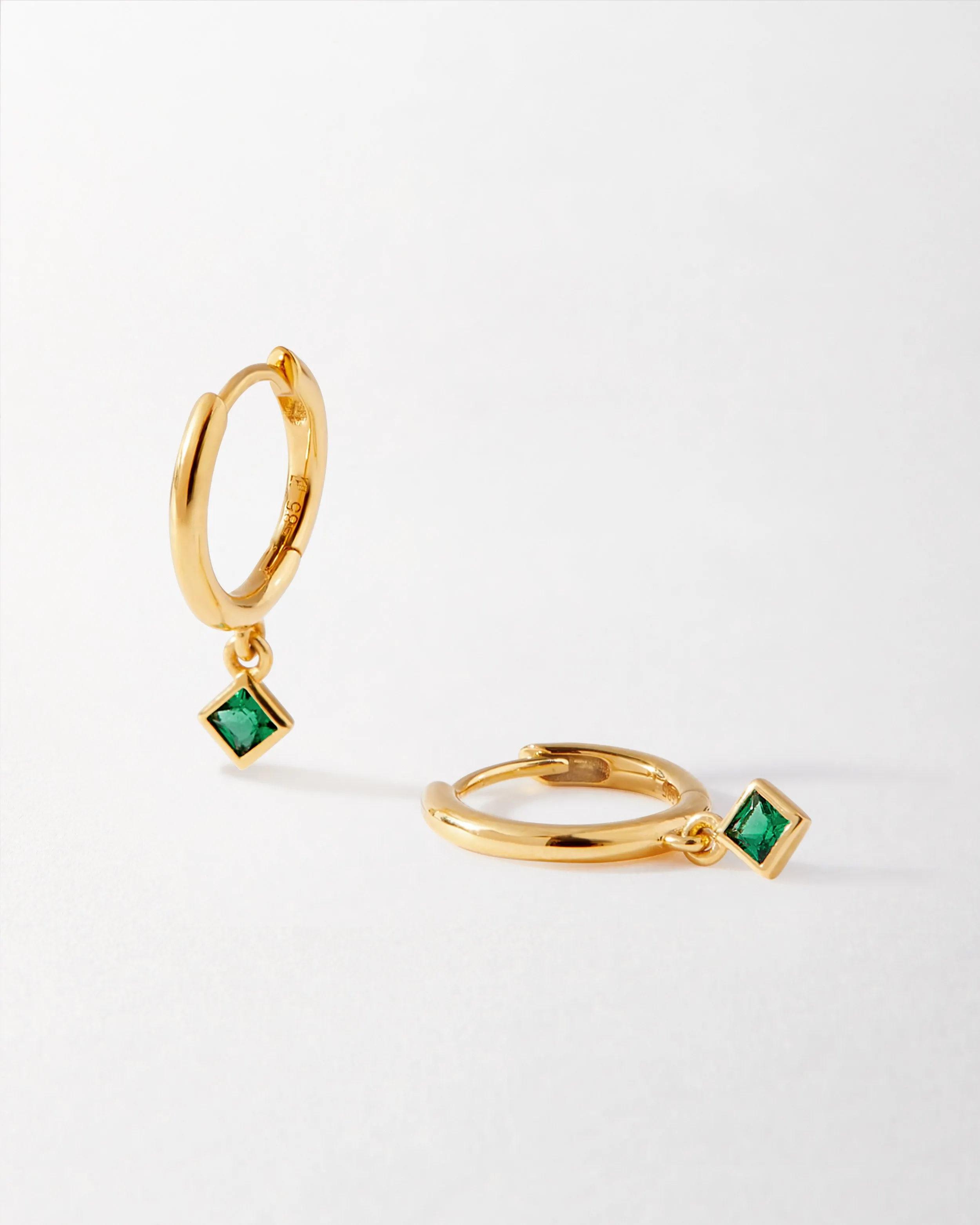 Emerald Gold Huggie Earrings