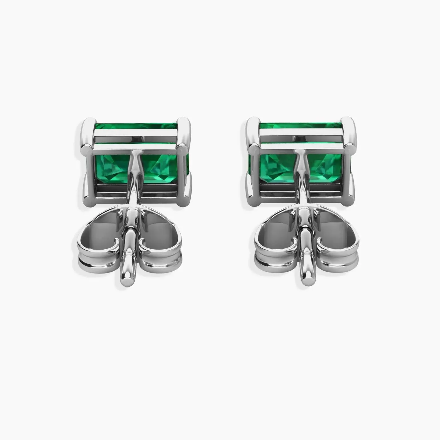 Emerald Stud Earrings - Emerald Cut