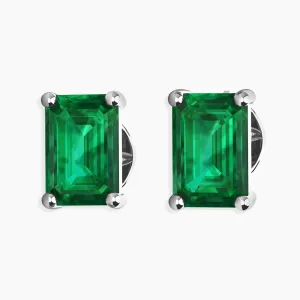 Emerald Stud Earrings - Emerald Cut