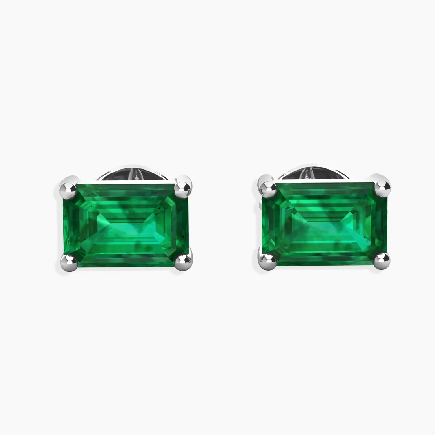 Emerald Stud Earrings - Emerald Cut