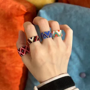 Fairywoo Handmade Bohemian Rings - Geometric Beaded