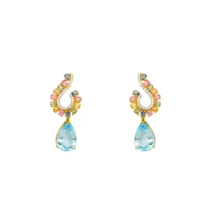 Fancy Sapphire and Topaz Earrings