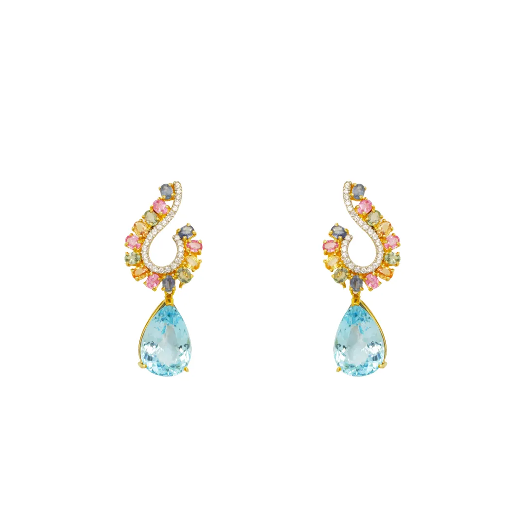 Fancy Sapphire and Topaz Earrings