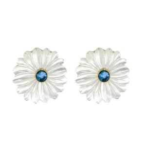 Fleur Blue Quartz Earrings - Clip On