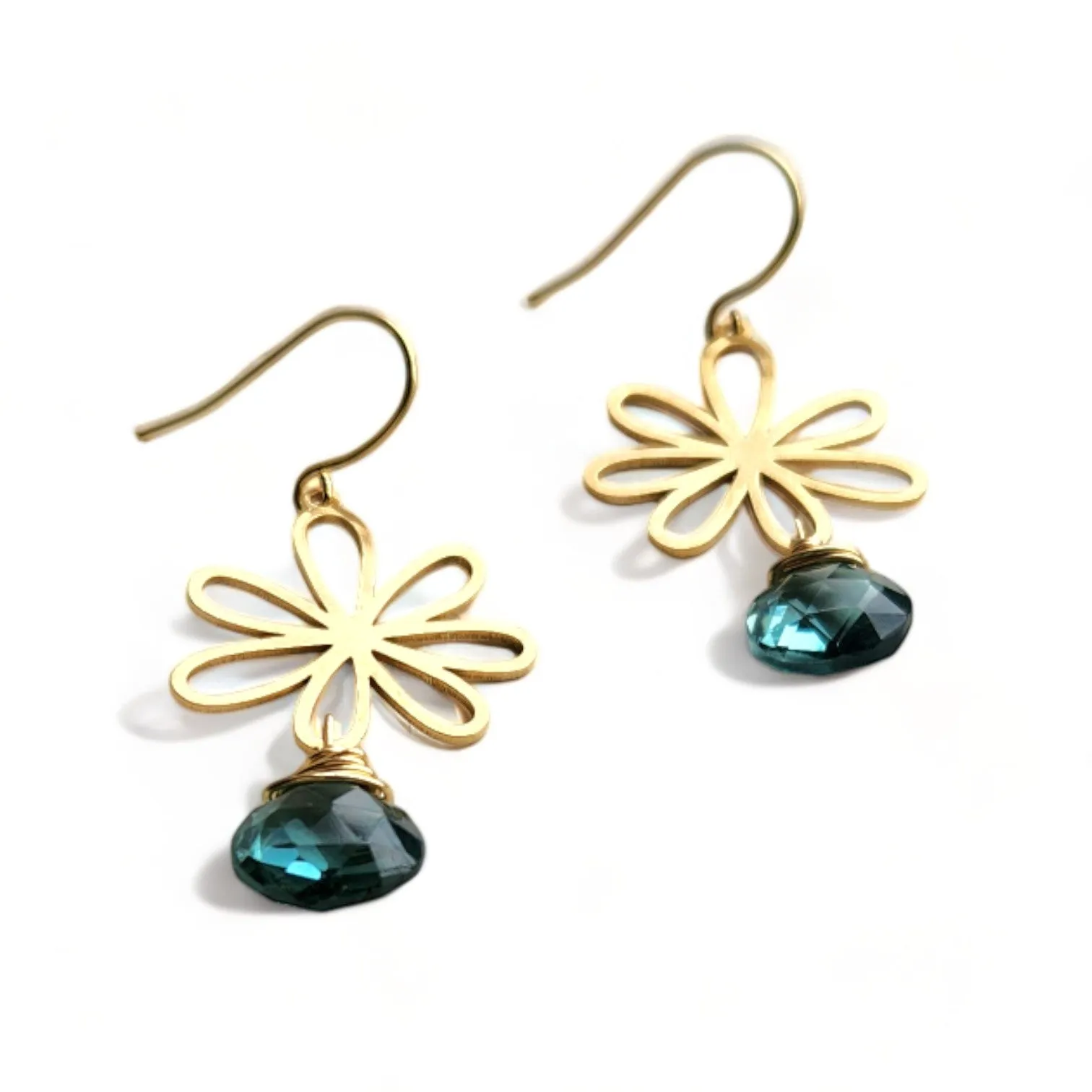 Floral Earring with Blue Quartz