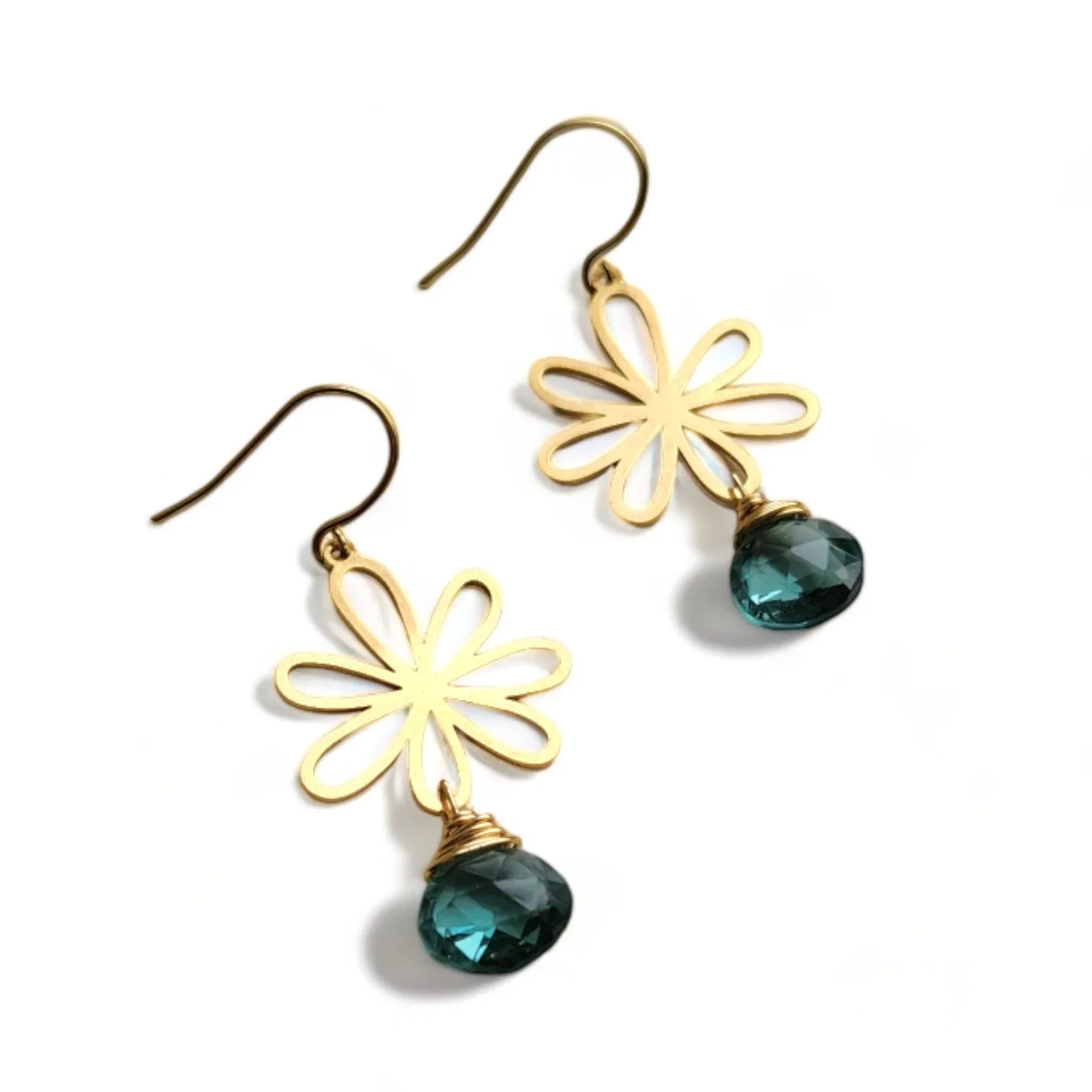 Floral Earring with Blue Quartz