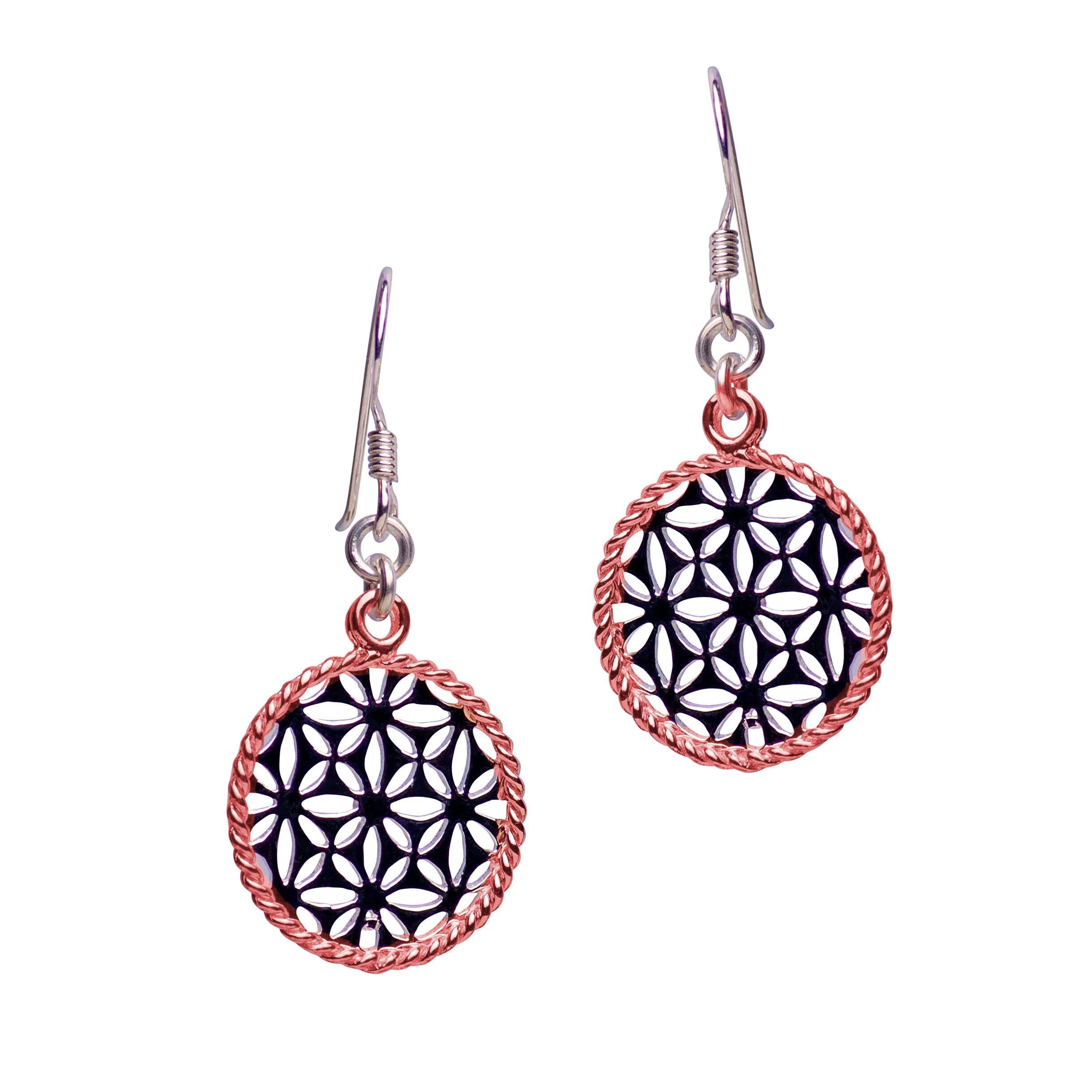 Flower Patterned Circular Earrings