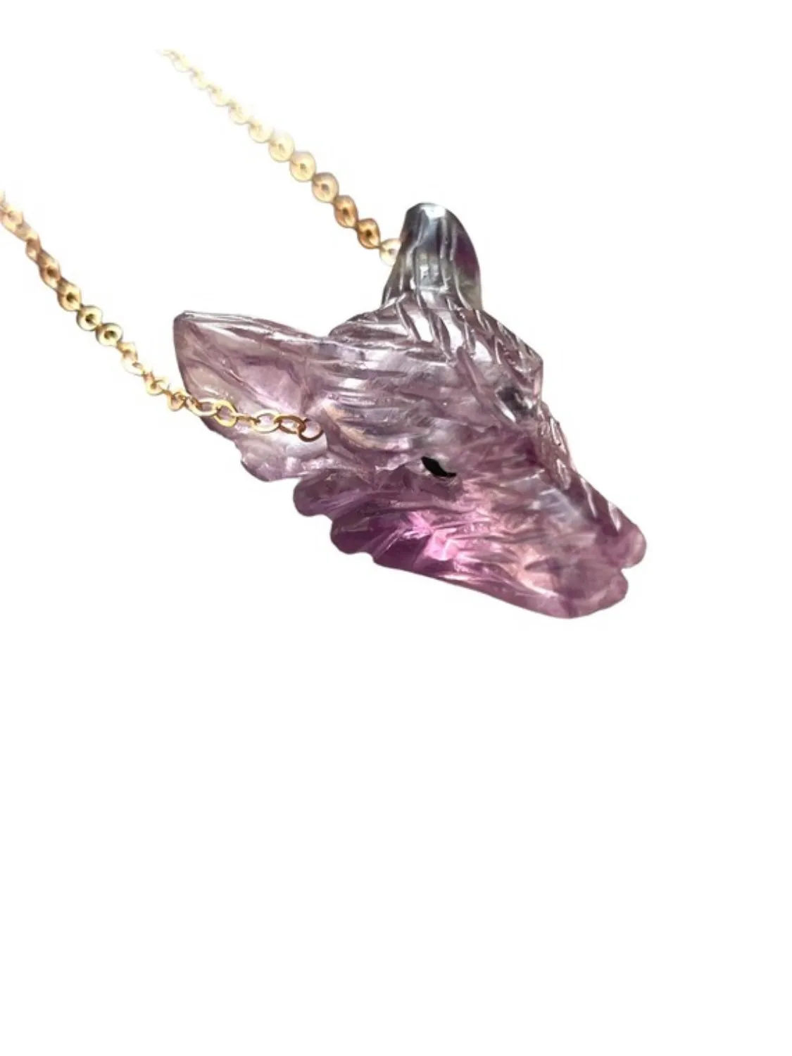 Fluorite Wolf Head Necklace