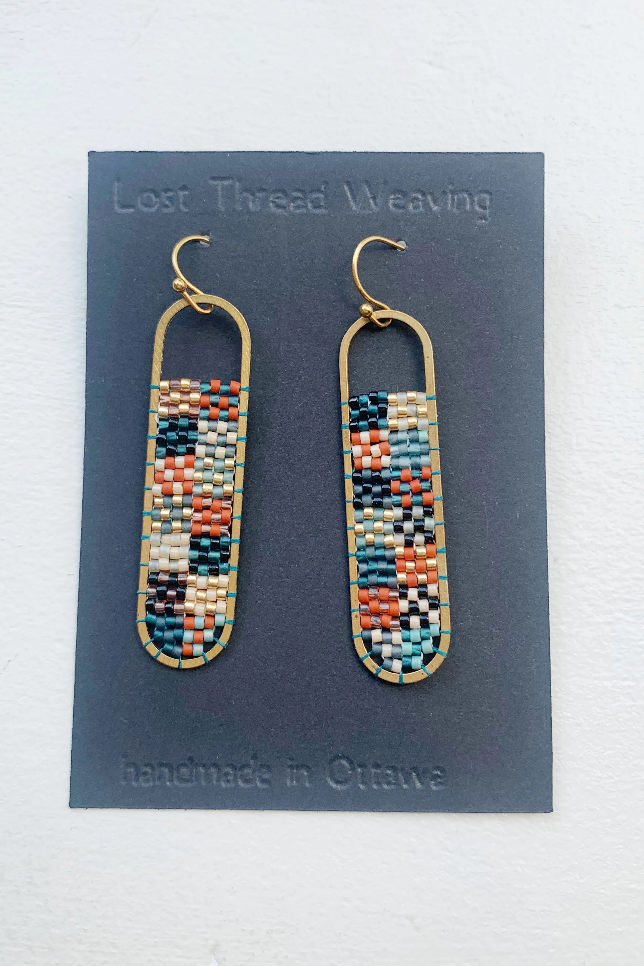 Freya -Plaid Hand Beaded Earrings