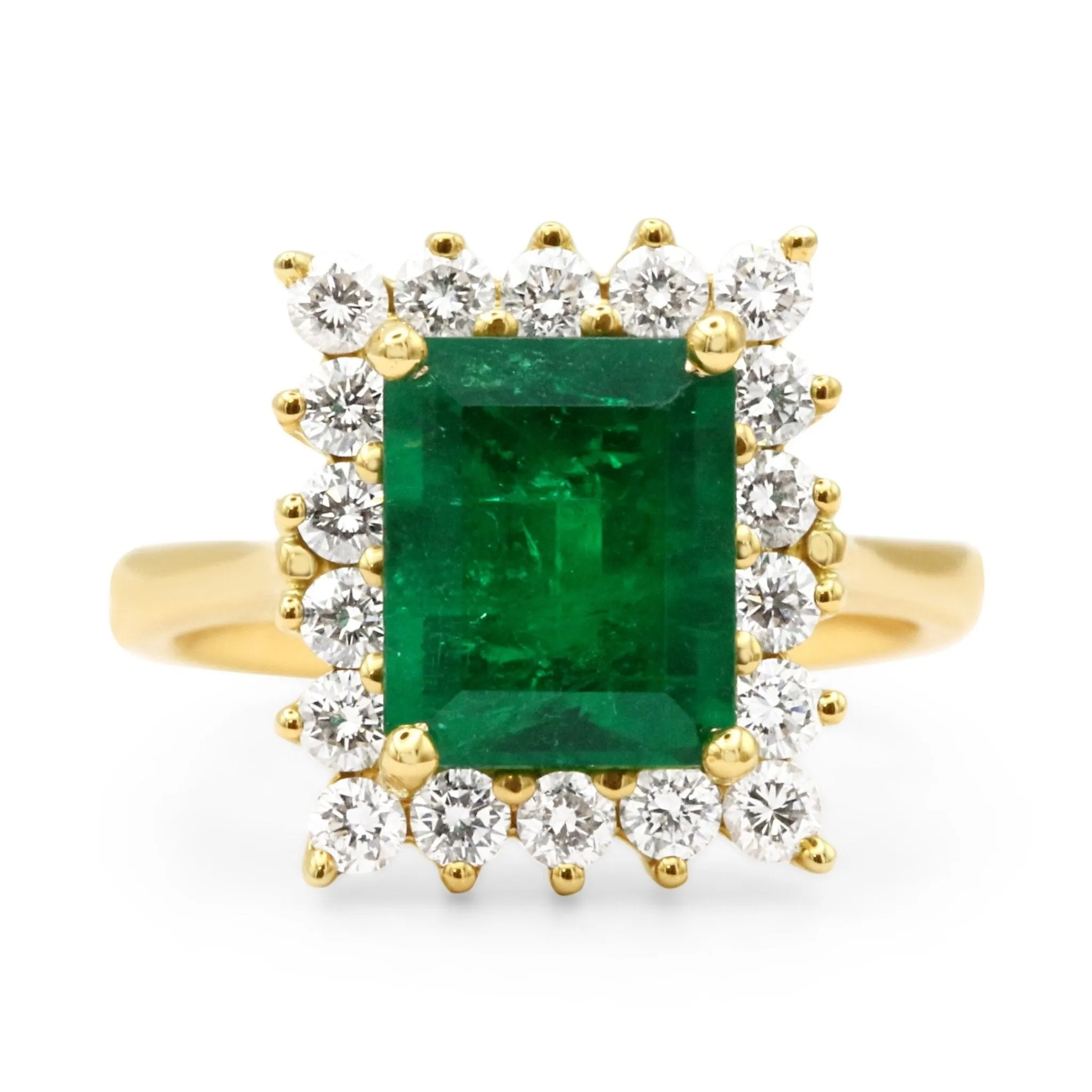 GCS Certificated Colombian Emerald Cluster Ring