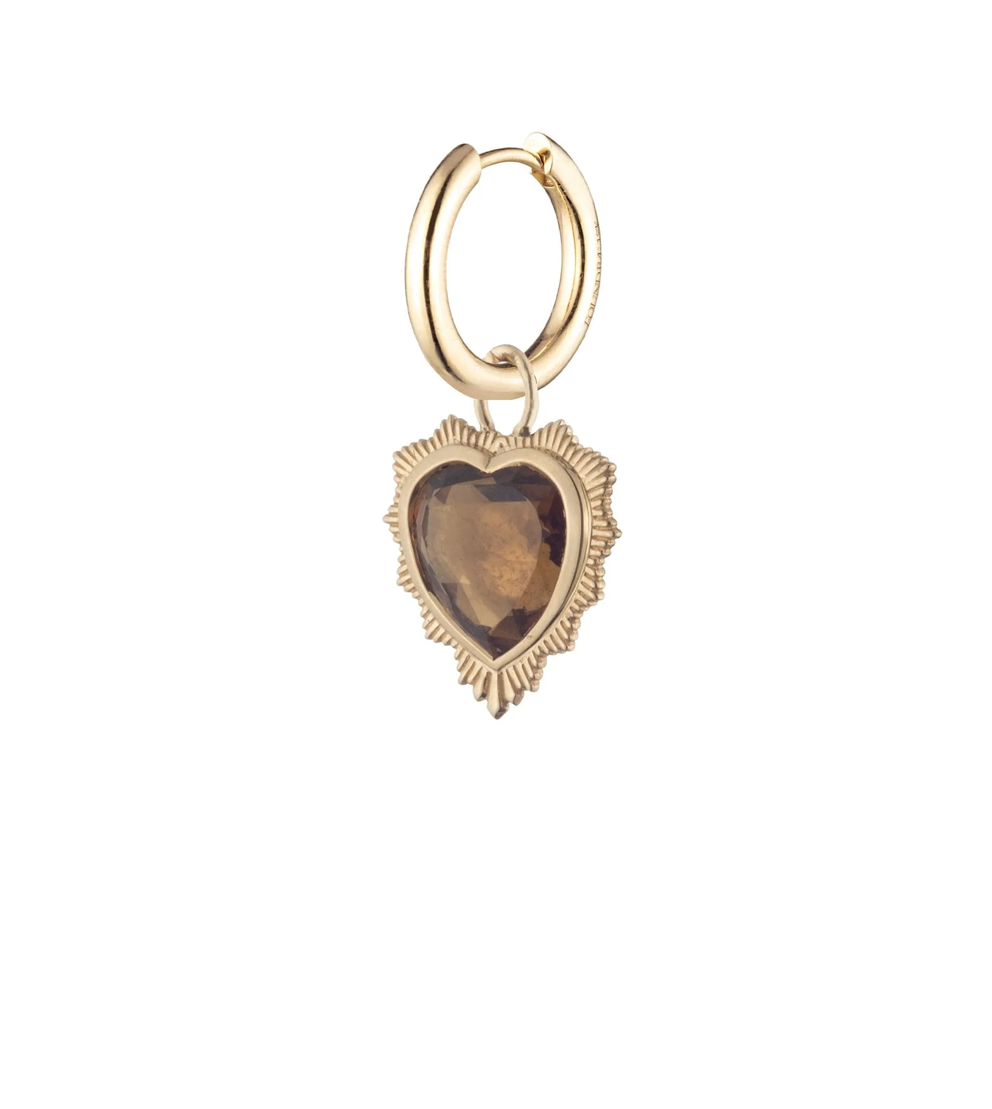 Gemstone Heart - Love : Smoky Quartz Small Chubby Ear Hoop