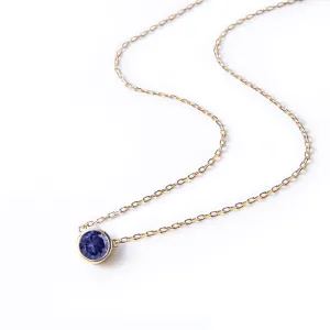 Gemstone Solitaire Necklace Blue