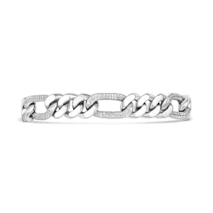 Gents 18K White Gold Diamond Cuban Link Bracelet