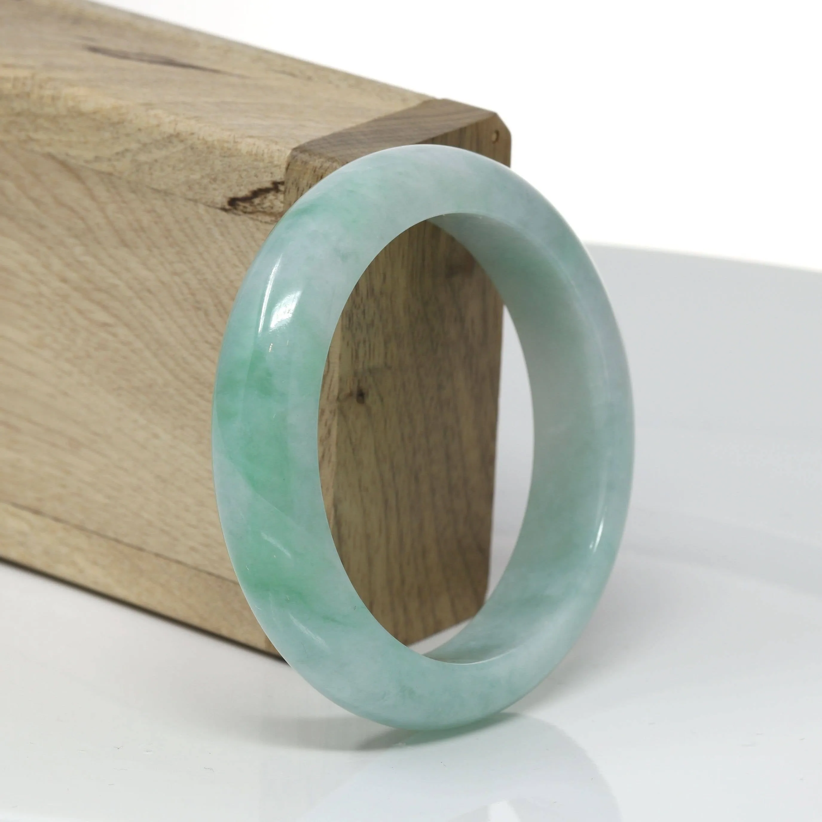 Genuine Burmese High-End Green Jadeite Jade Bangle Bracelet (54.3mm) #528