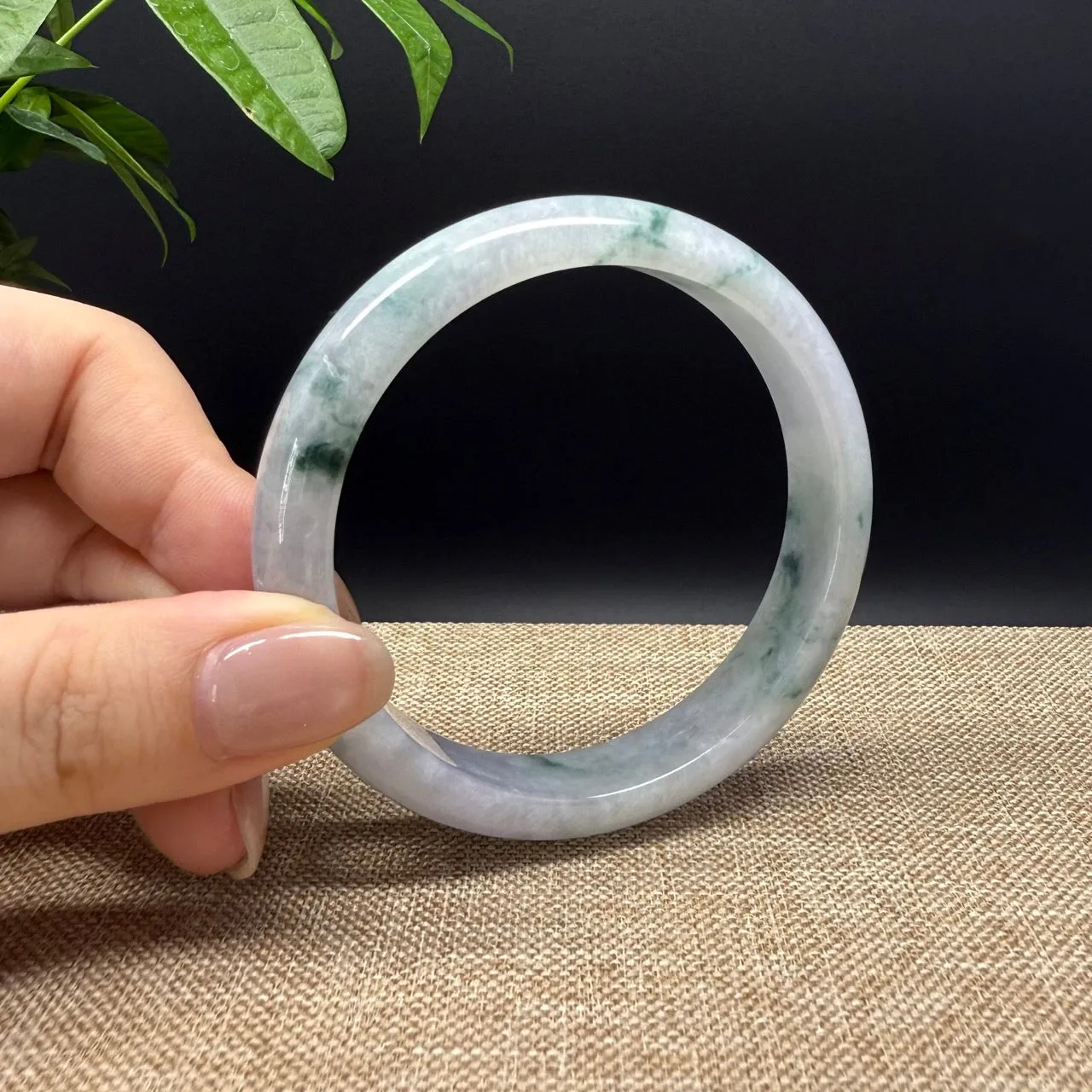 Genuine Burmese Lavender  Blue Jade Jadeite Bangle Bracelet ( 59.8mm )